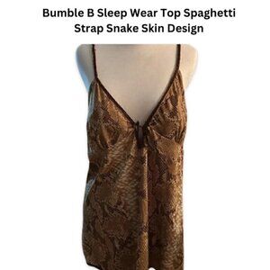 Bumble B Sleep Wear Top Sleeveless V-Neck Spaghetti Strap Snake Skin Design W L